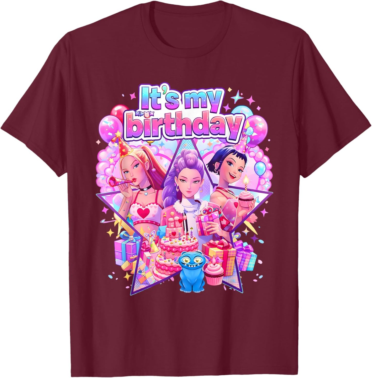It's My Birthday K-pop Cute Chibi K Pop Birthday Girl Kpop T-Shirt - T-Shirt | Maroon