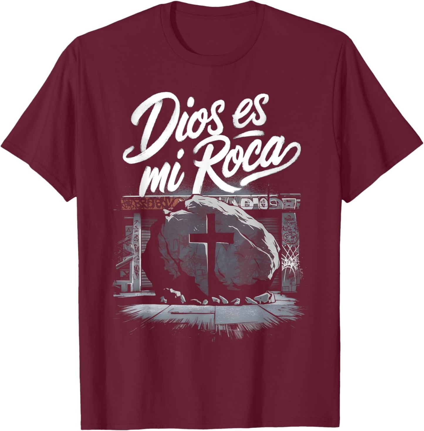 Dios Es Mi Roca Chicano Mexican Culture Faith God T-Shirt - T-Shirt | Maroon