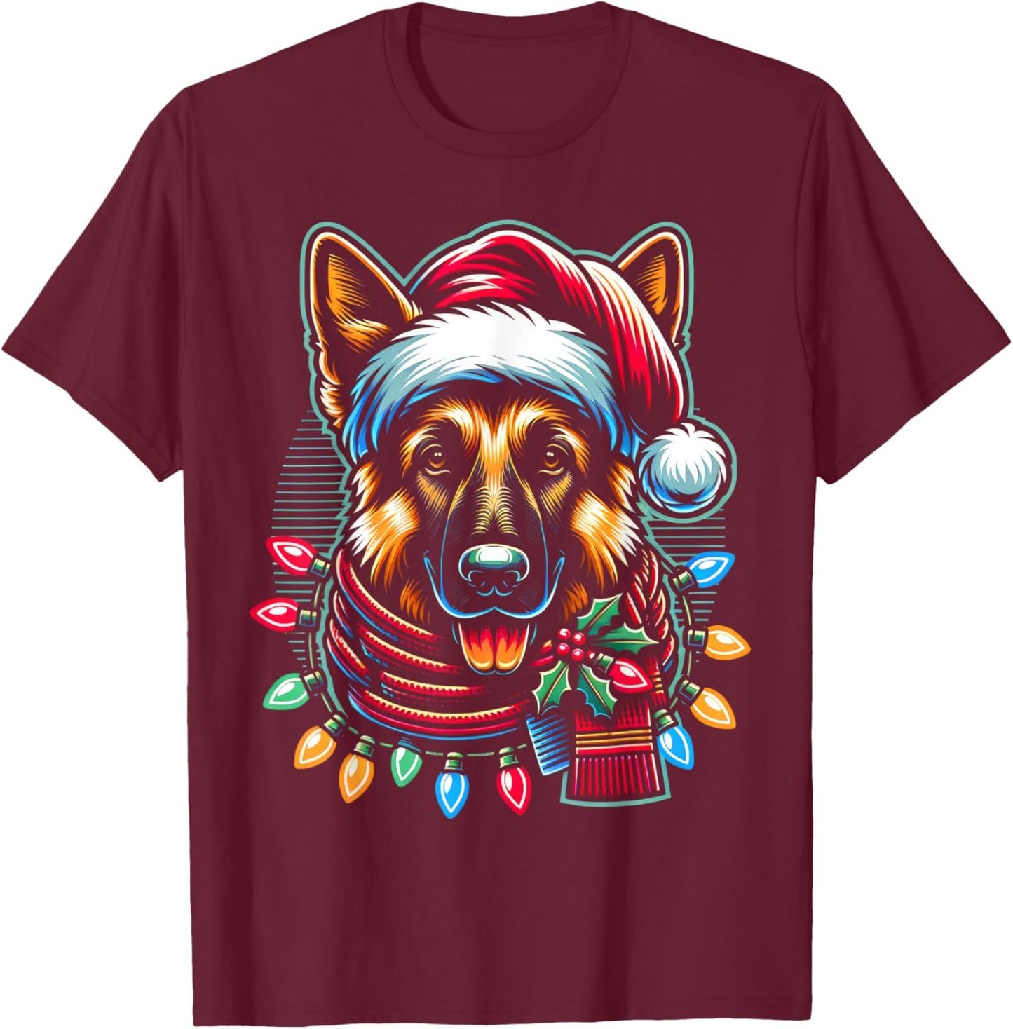 Christmas German Shepherd Xmas Shepherd Mom Dog Lover T-Shirt - T-Shirt | Maroon