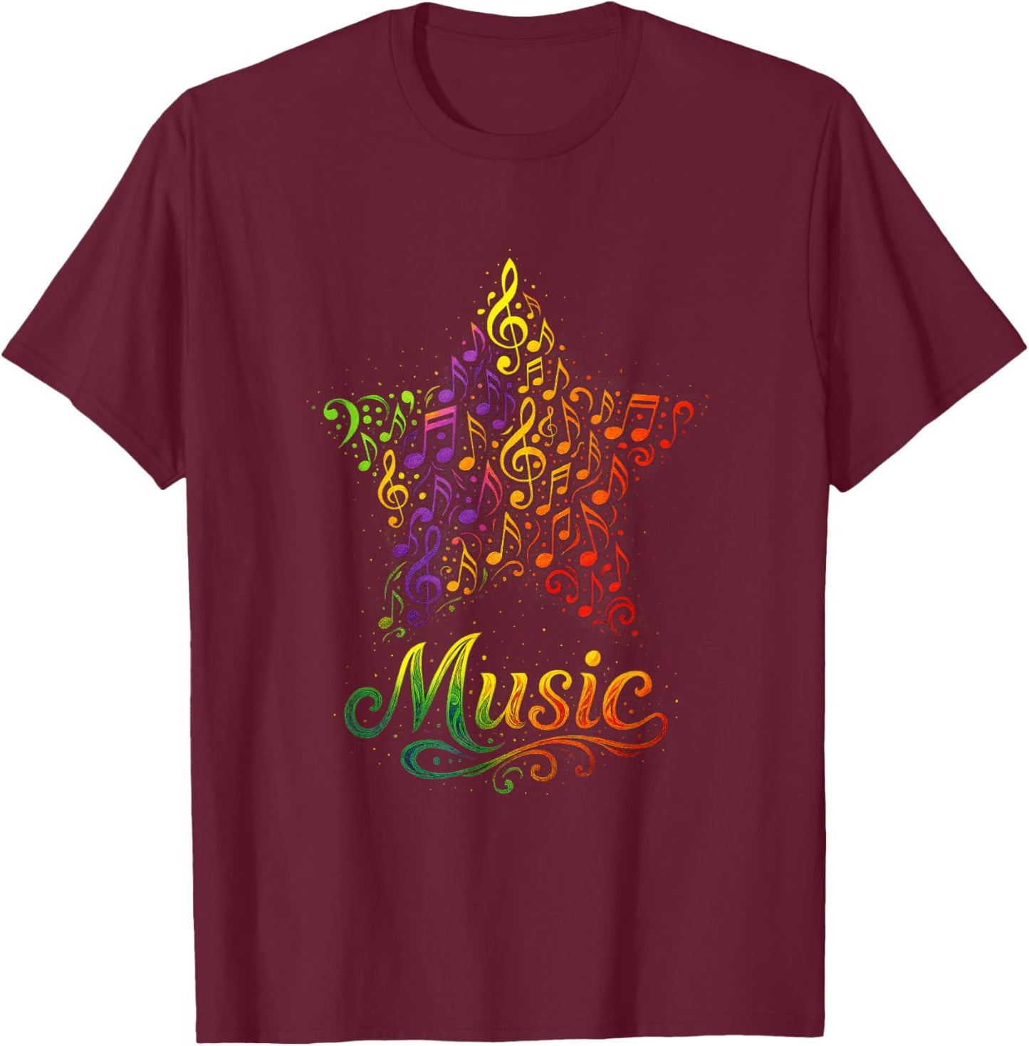 Music - Treble Clef Notes Lovers Art T-Shirt - T-Shirt | Maroon