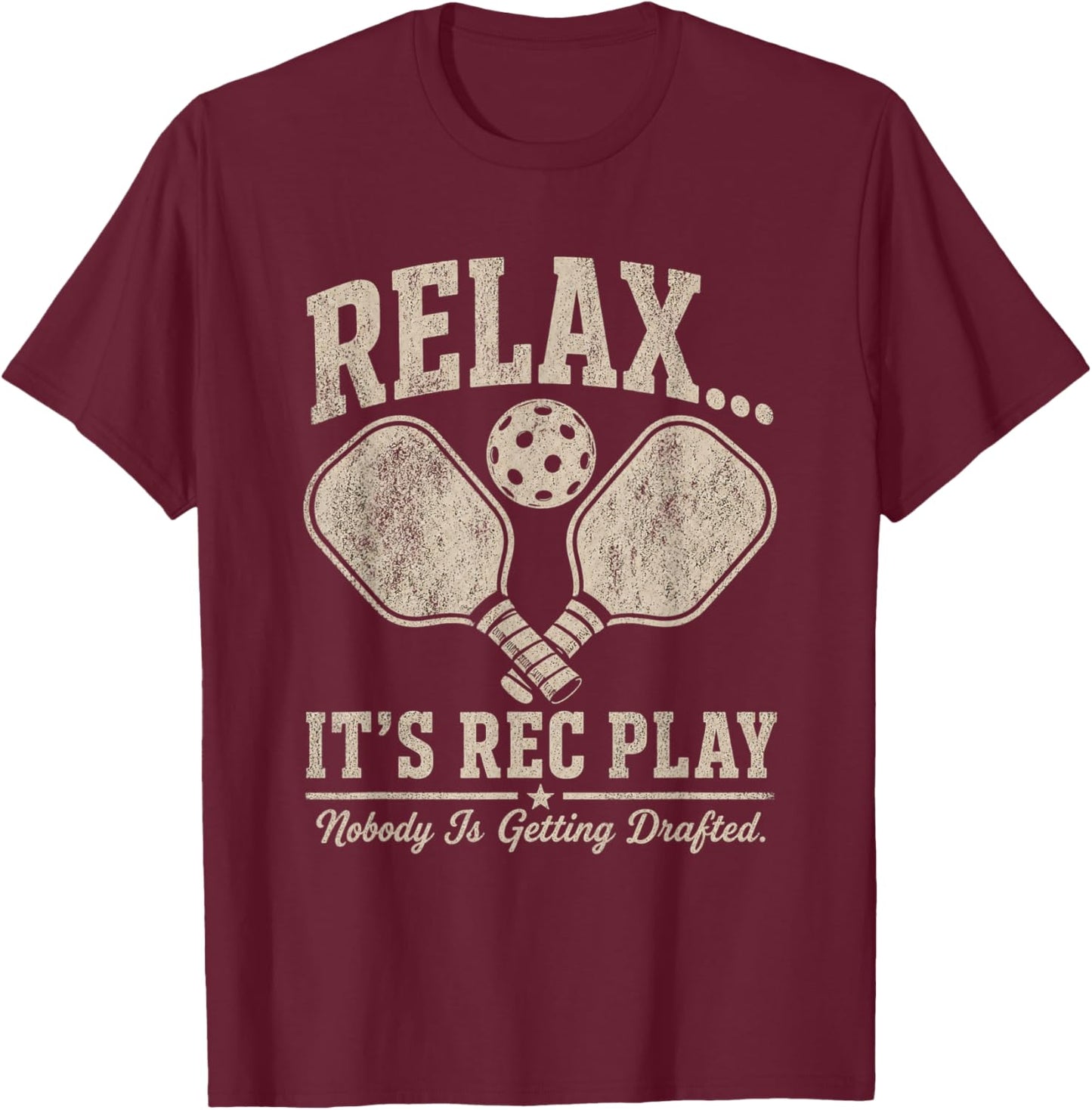 Relax It’s Rec Play Pickleball Funny Retro Men Women T-Shirt - T-Shirt | Maroon