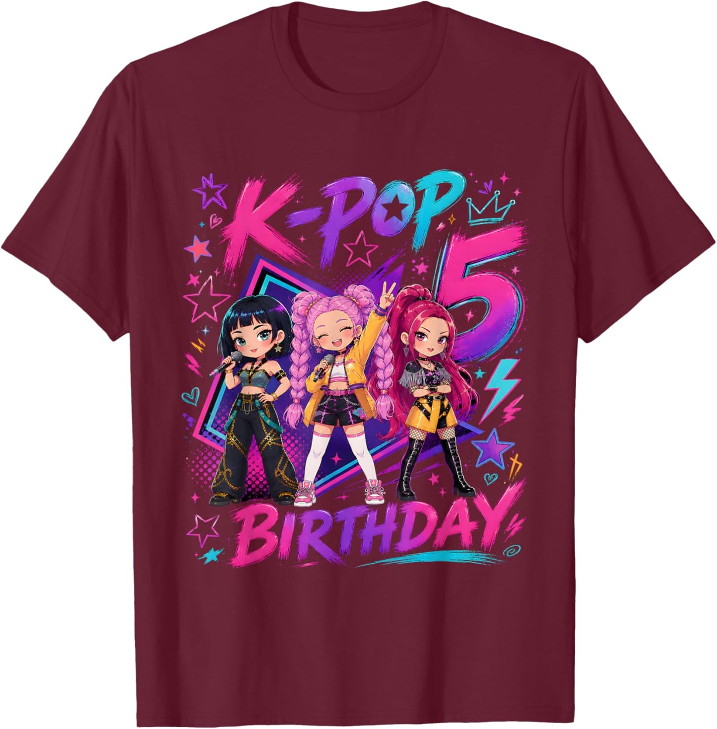 Kids It's My 5th K Pop Birthday Girl 5 Year Old K-Pop Bday T-Shirt - T-Shirt | Maroon