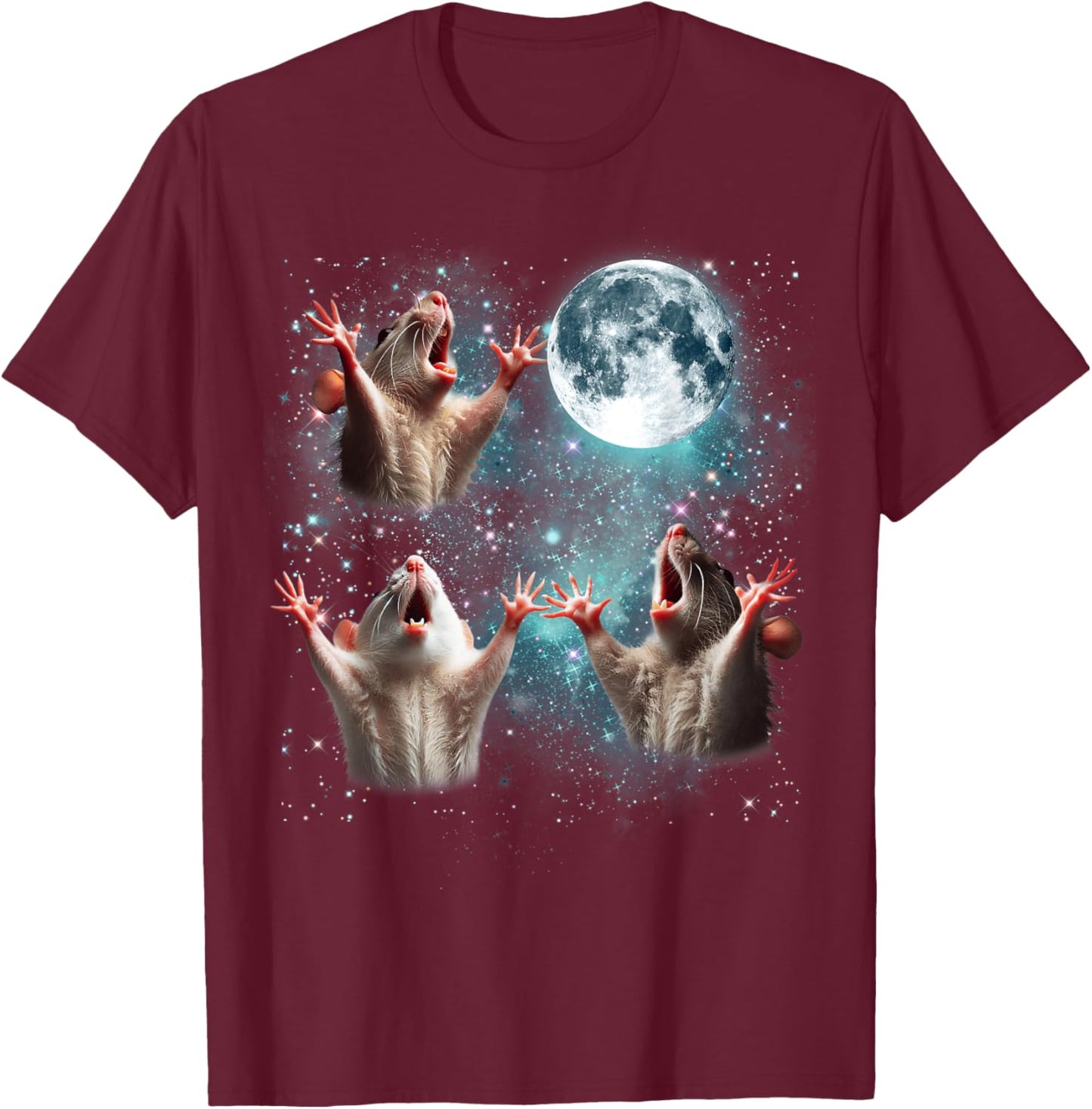 Three Rat Moon Funny 3 Rat Meme Gift Men Wonen Kid T-Shirt - T-Shirt | Maroon