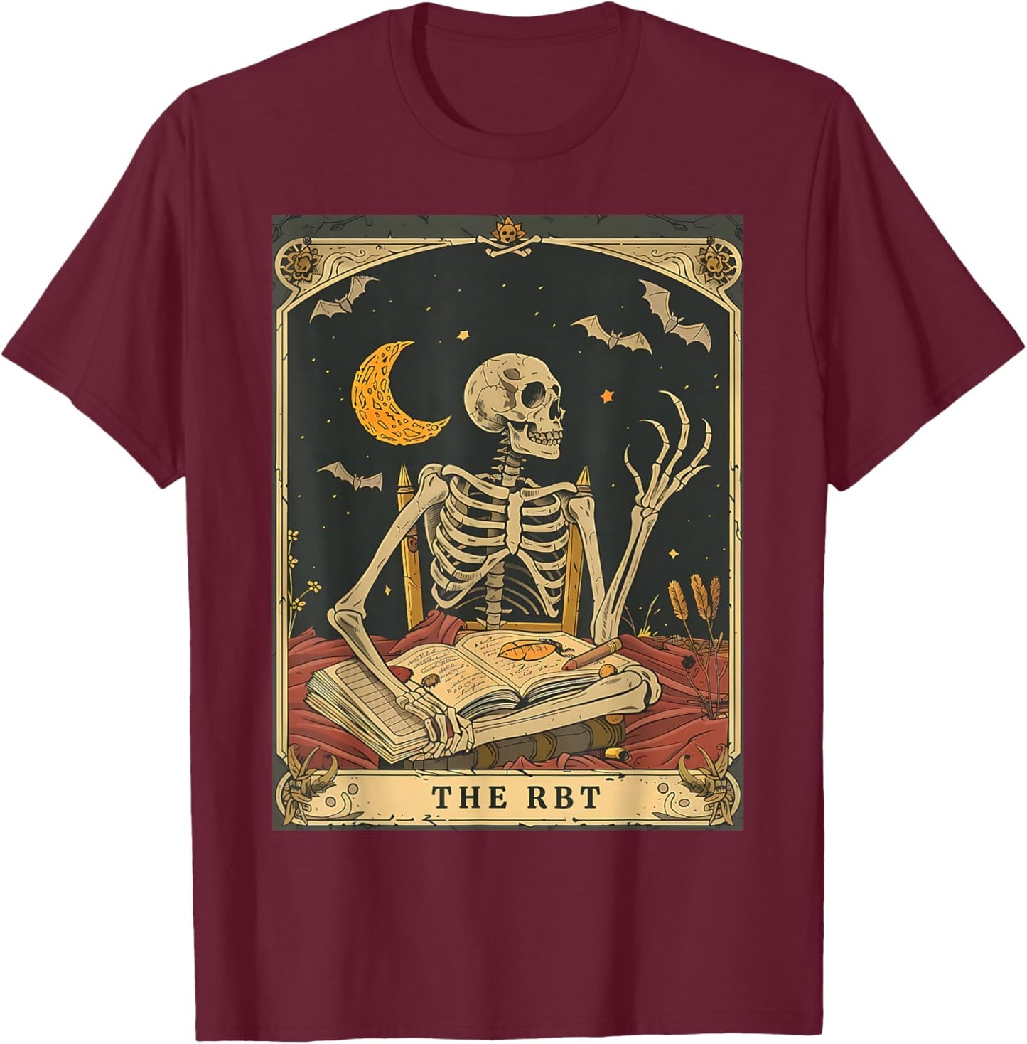RBT Tarot Card Funny Skeleton Behavior Analyst Halloween T-Shirt - T-Shirt | Maroon