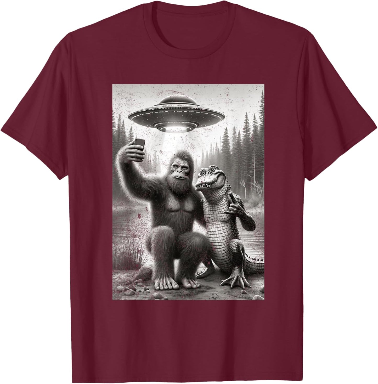 Florida Bigfoot Alligator Alien Vacation Friends Skunk Ape T-Shirt - T-Shirt | Maroon