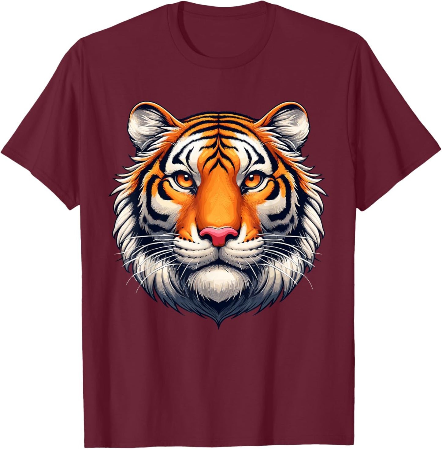 Bengal Tiger Beautiful Face Tiger T-Shirt - T-Shirt | Maroon