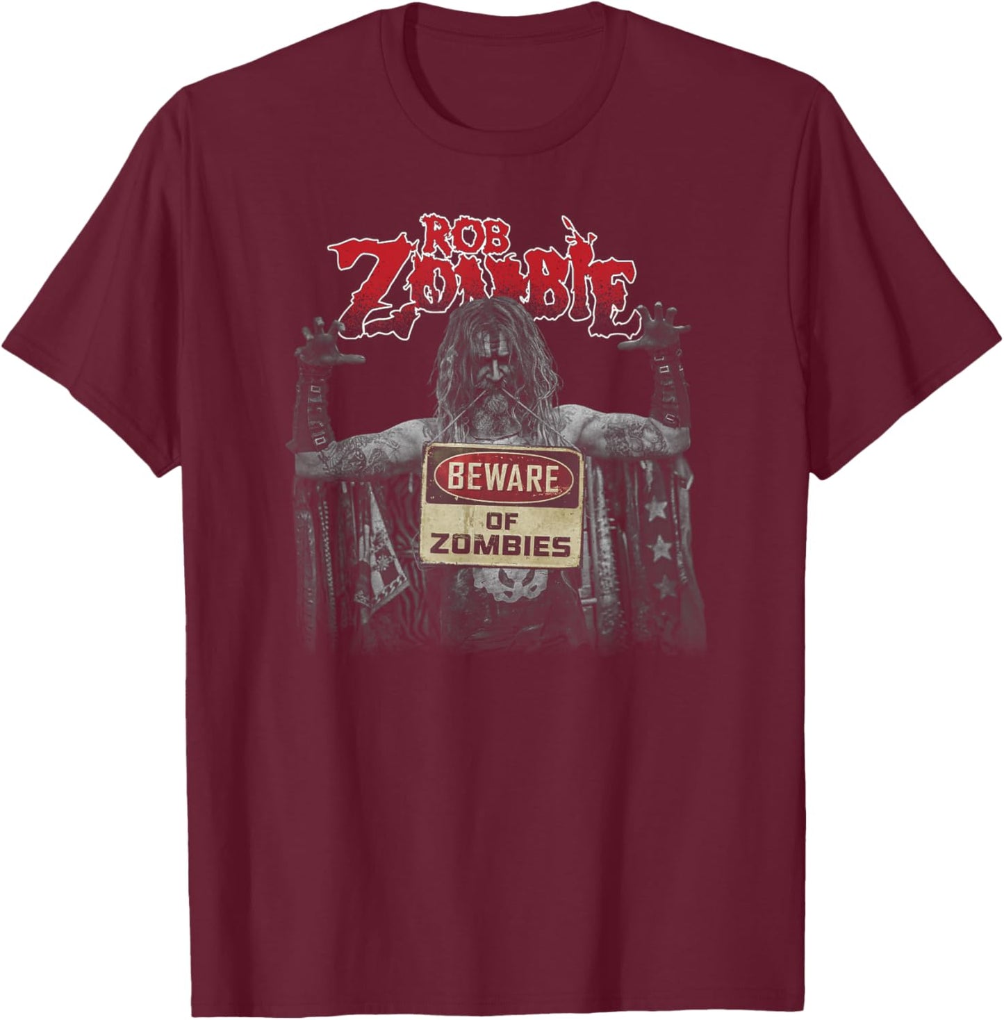 Rob Zombie – Beware Of Zombies T-Shirt - T-Shirt | Maroon