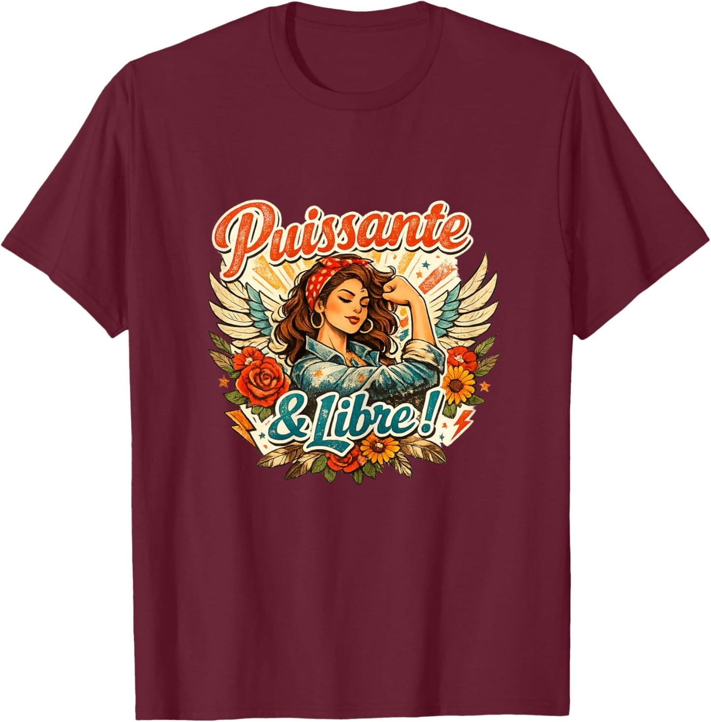 Powerful and Free Gift Women's Original Humour Birthday T-Shirt - T-Shirt | Maroon