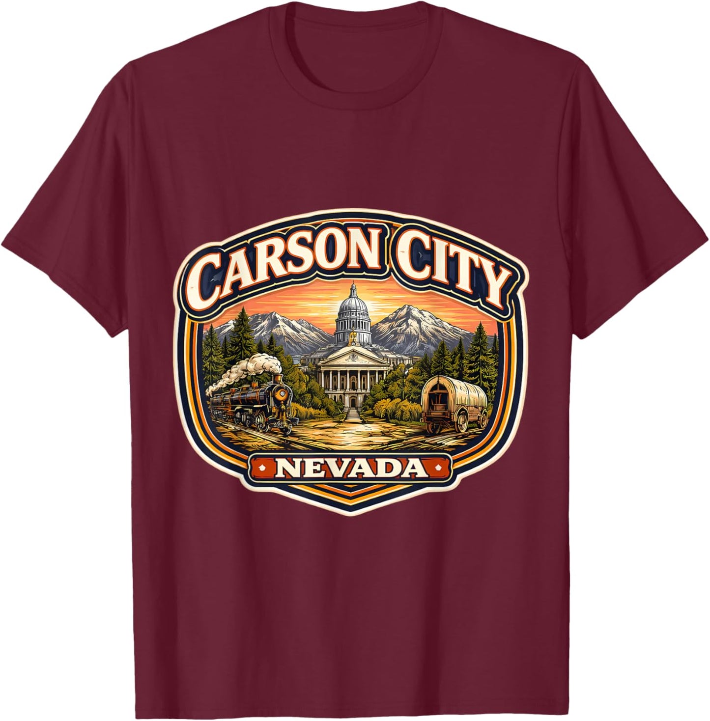 Carson City Nevada Souvenir State Capital Retro Vintage T-Shirt - T-Shirt | Maroon