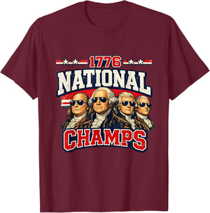 1776 National Champs Funny Patriotic America Founding Father T-Shirt - T-Shirt | Maroon