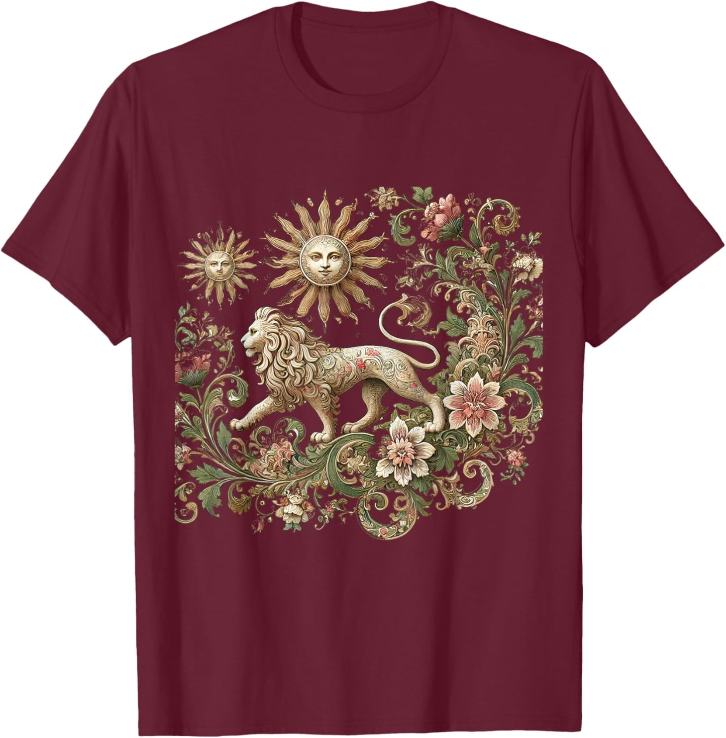 Persian Lion and Sun, Shir o Khorshid T-Shirt - T-Shirt | Maroon