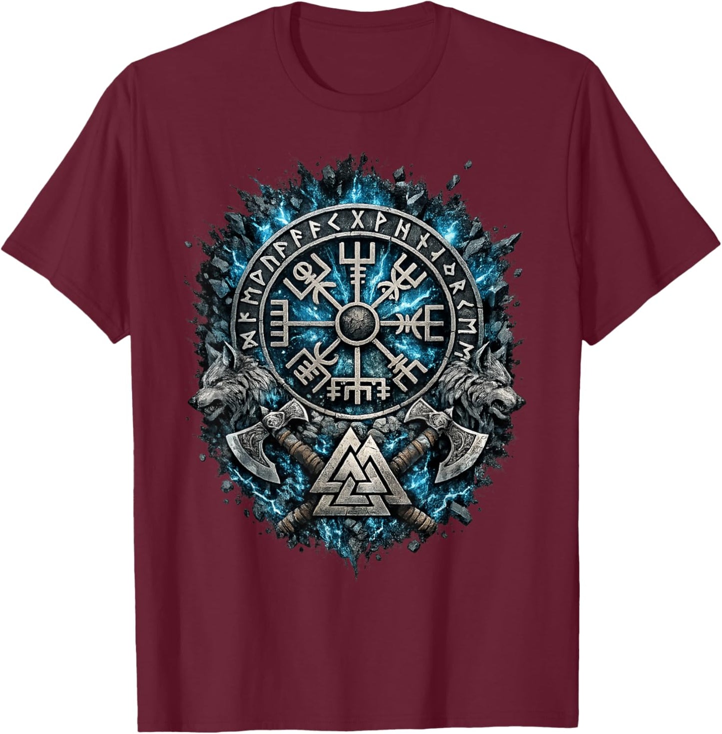 Wikinger Runen Nordische Kultur Geschenke Vikings Symbol T-Shirt - T-Shirt | Maroon