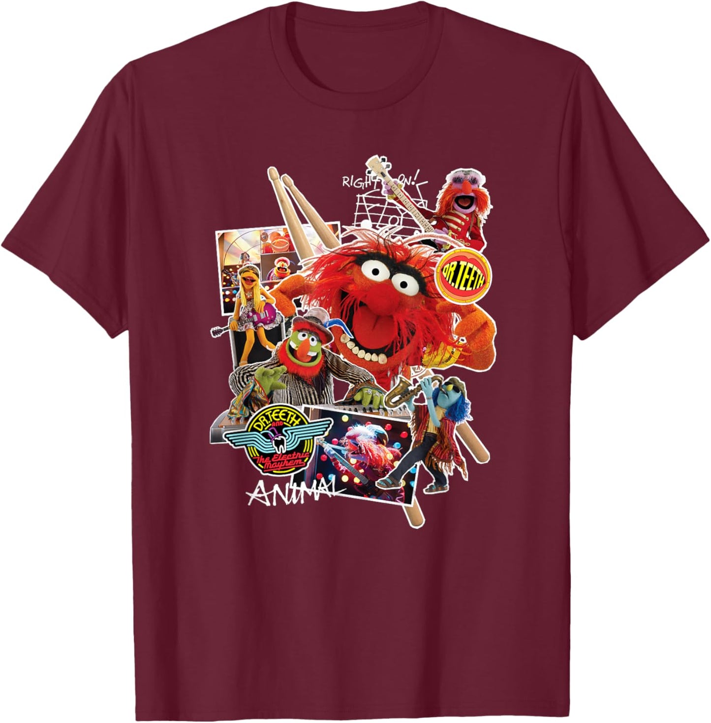 Disney Muppets Animal Dr. Teeth and The Electric Mayhem T-Shirt - T-Shirt | Maroon