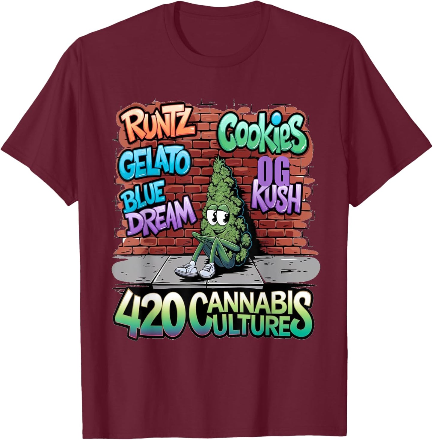 420 Cannabis Bud Nug Stoner Runtz Gelato Cookies Weed Strain T-Shirt - T-Shirt | Maroon
