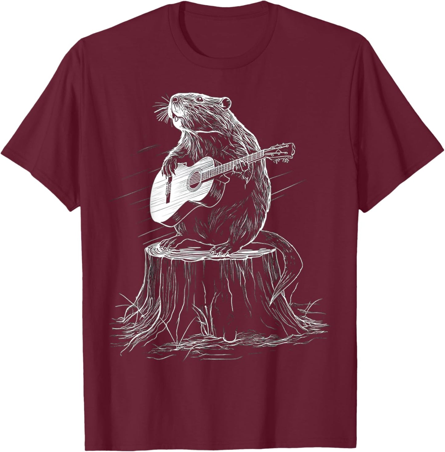 Beaver Guitar T-Shirt - T-Shirt | Maroon