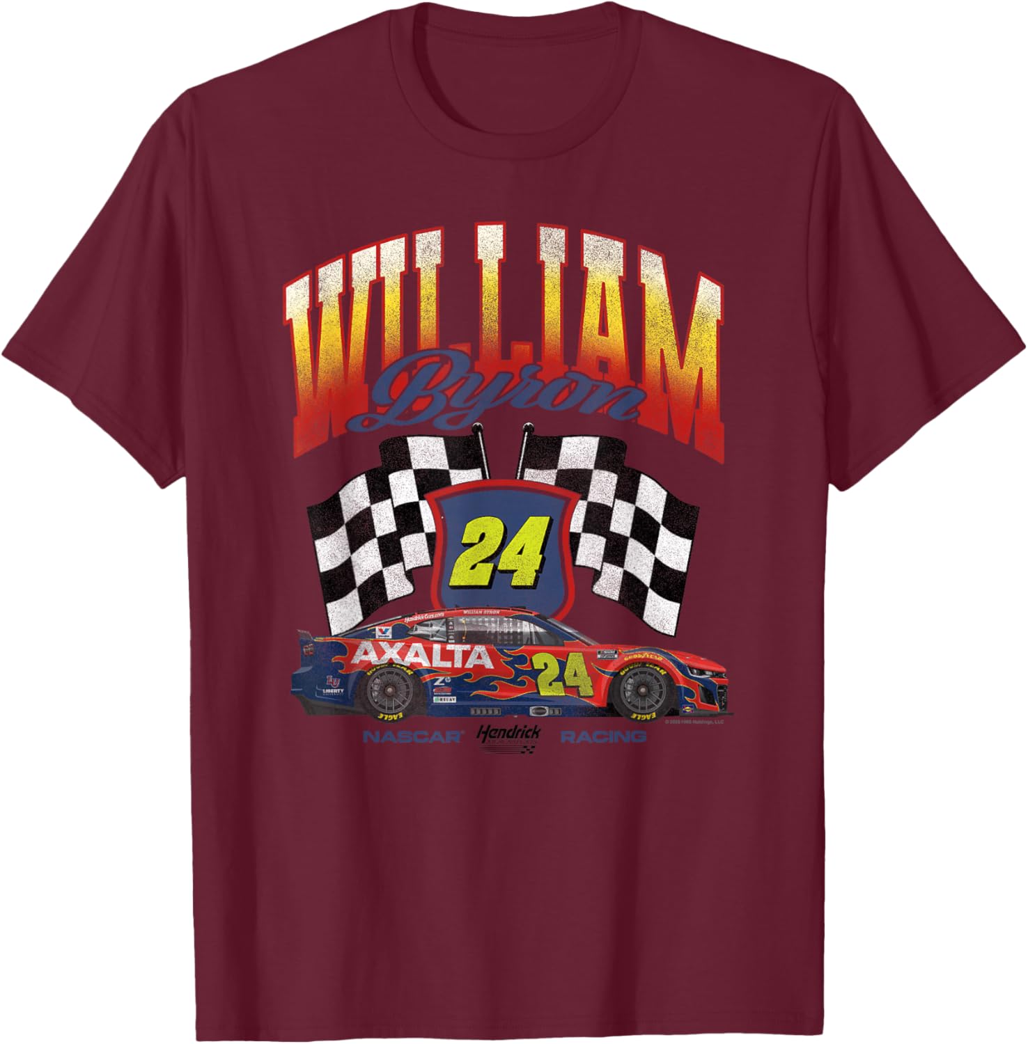Hendrick Motorsports William Byron 24 Racing Nascar Camaro T-Shirt - T-Shirt | Maroon