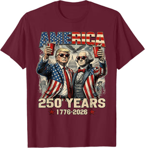 250 Years America Anniversary 250th Trump Washington Vintage T-Shirt - T-Shirt | Maroon