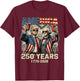 250 Years America Anniversary 250th Trump Washington Vintage T-Shirt - T-Shirt | Maroon