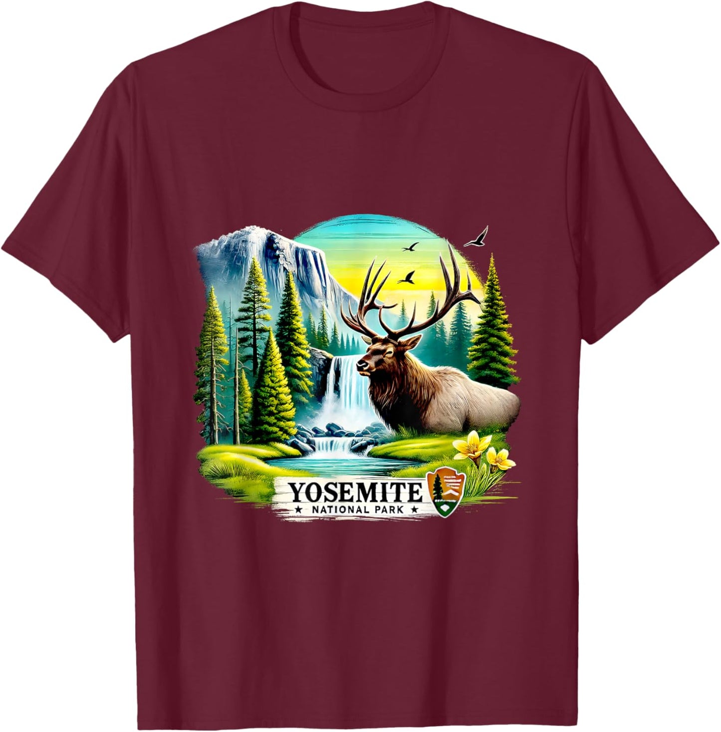 Travel 2026 Yosemite Road Trip Family National Park T-Shirt - T-Shirt | Maroon