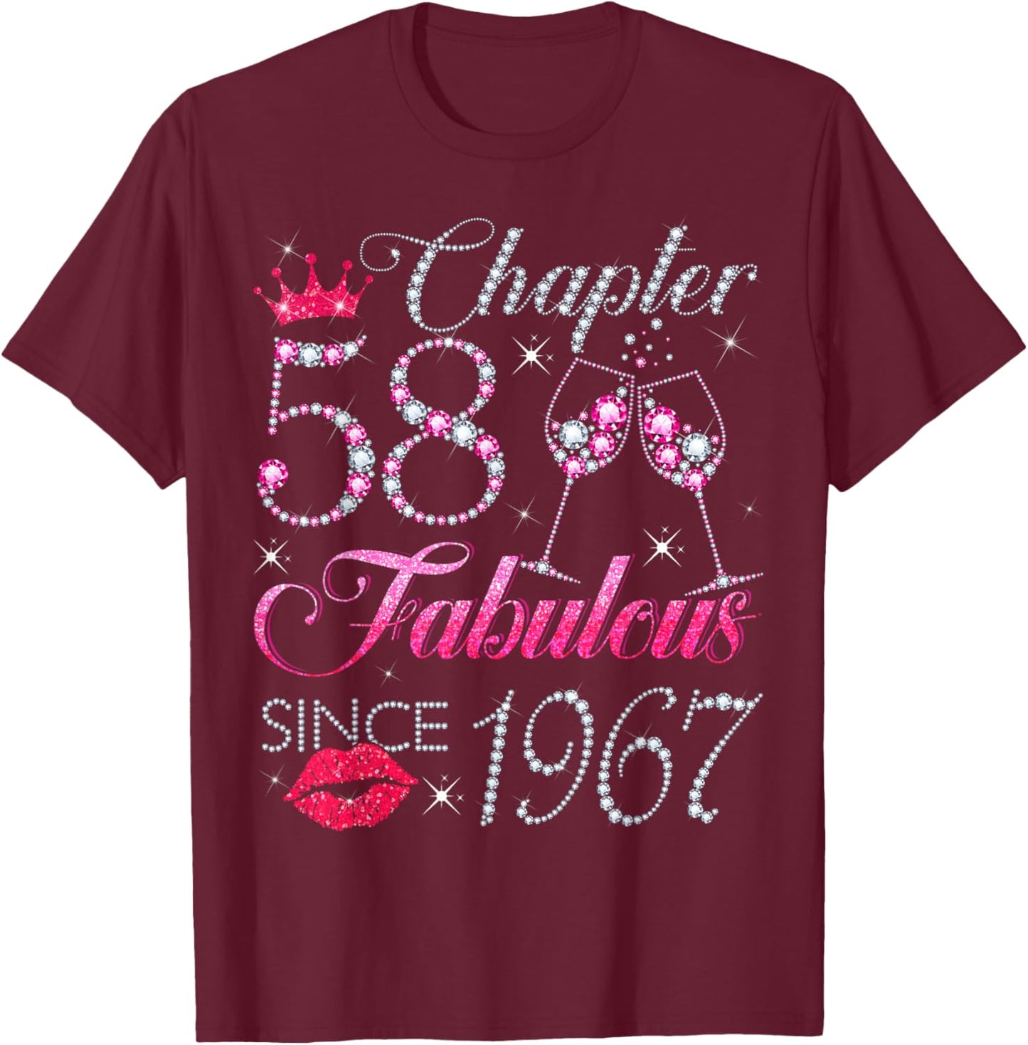 Chapter 58 Fabulous Since 1967 58Th Birthday Gift T-Shirt - T-Shirt | Maroon