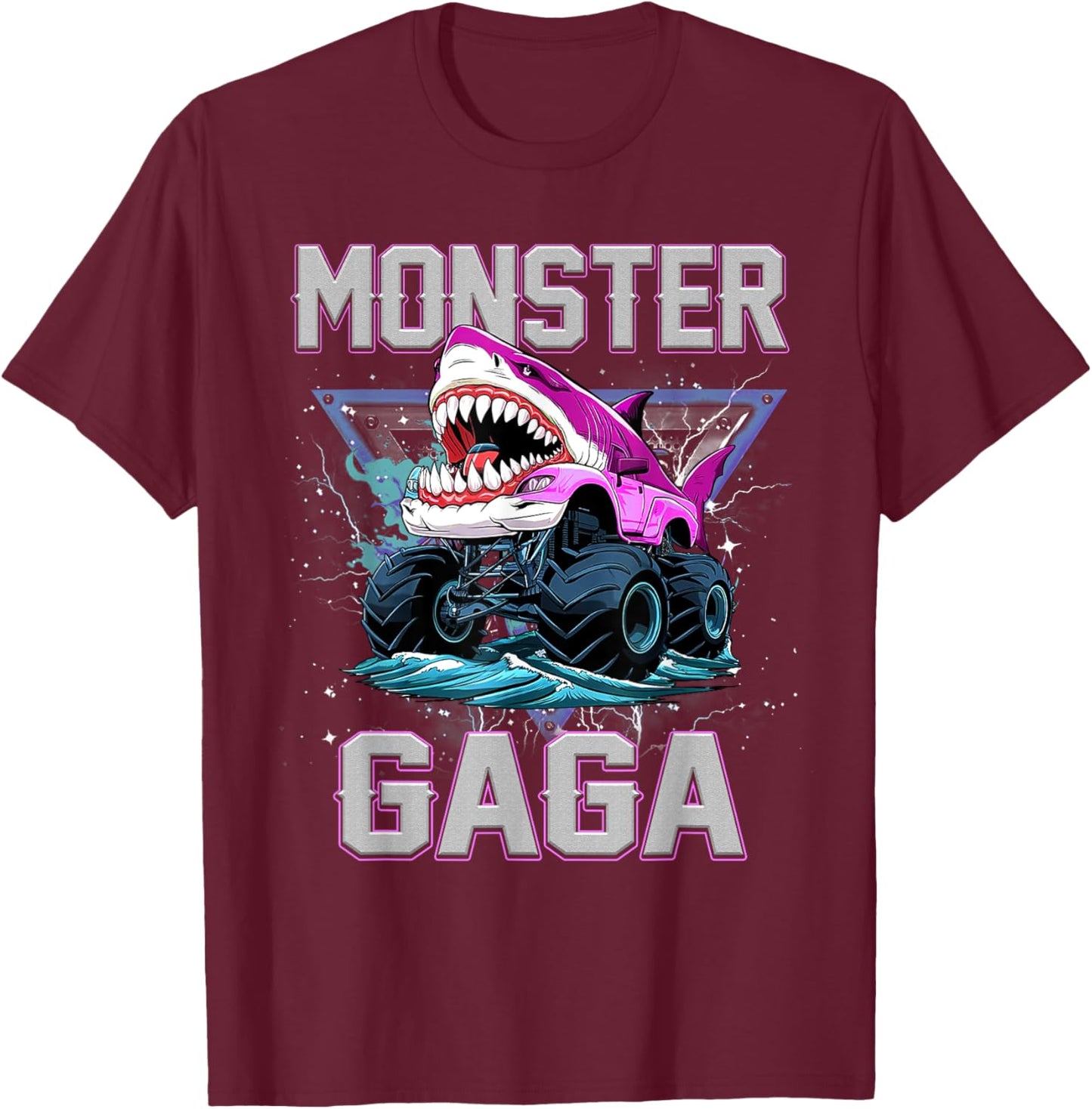 Shark Monster Truck Gaga Monster Truck Are My Jam Truck T-Shirt - T-Shirt | Maroon