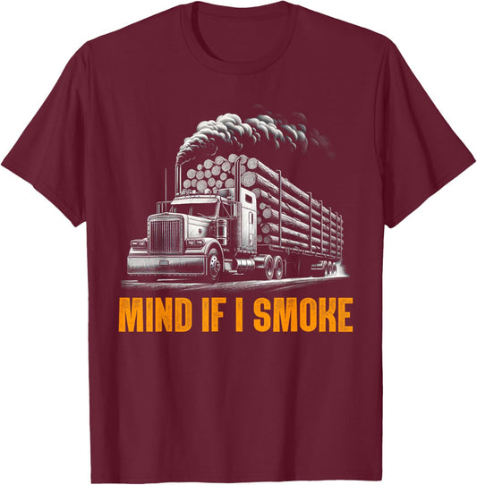 Funny Logging Trucker Gifts Logging Trucker Log Truck Driver T-Shirt - T-Shirt | Maroon