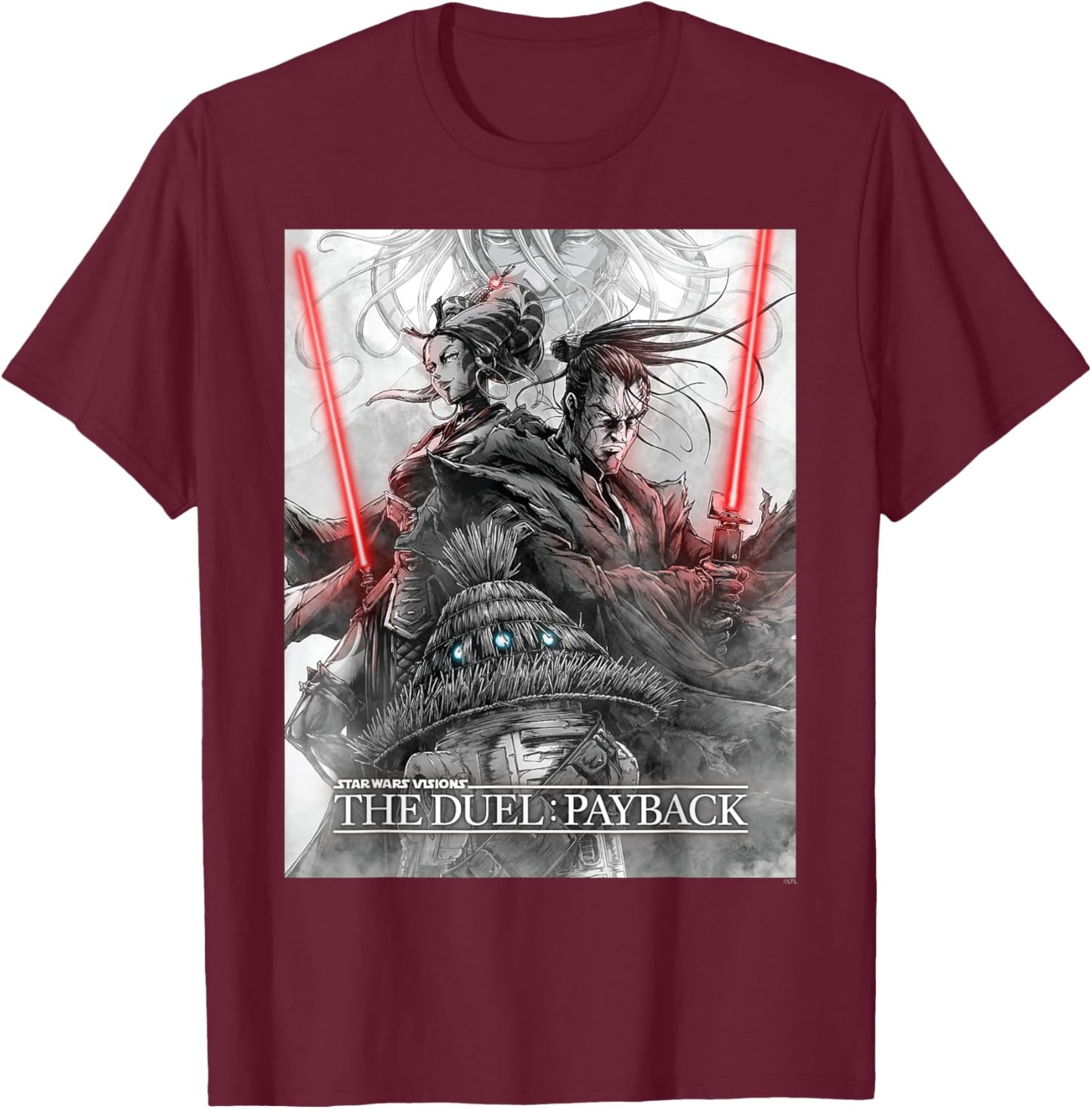 Star Wars Visions Volume 3 The Duel: Payback Official Poster T-Shirt - T-Shirt | Maroon