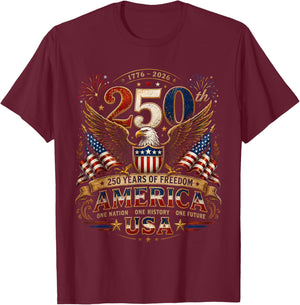 250 Years American 250th 4th of July Anniversary 1776-2026 T-Shirt - T-Shirt | Maroon
