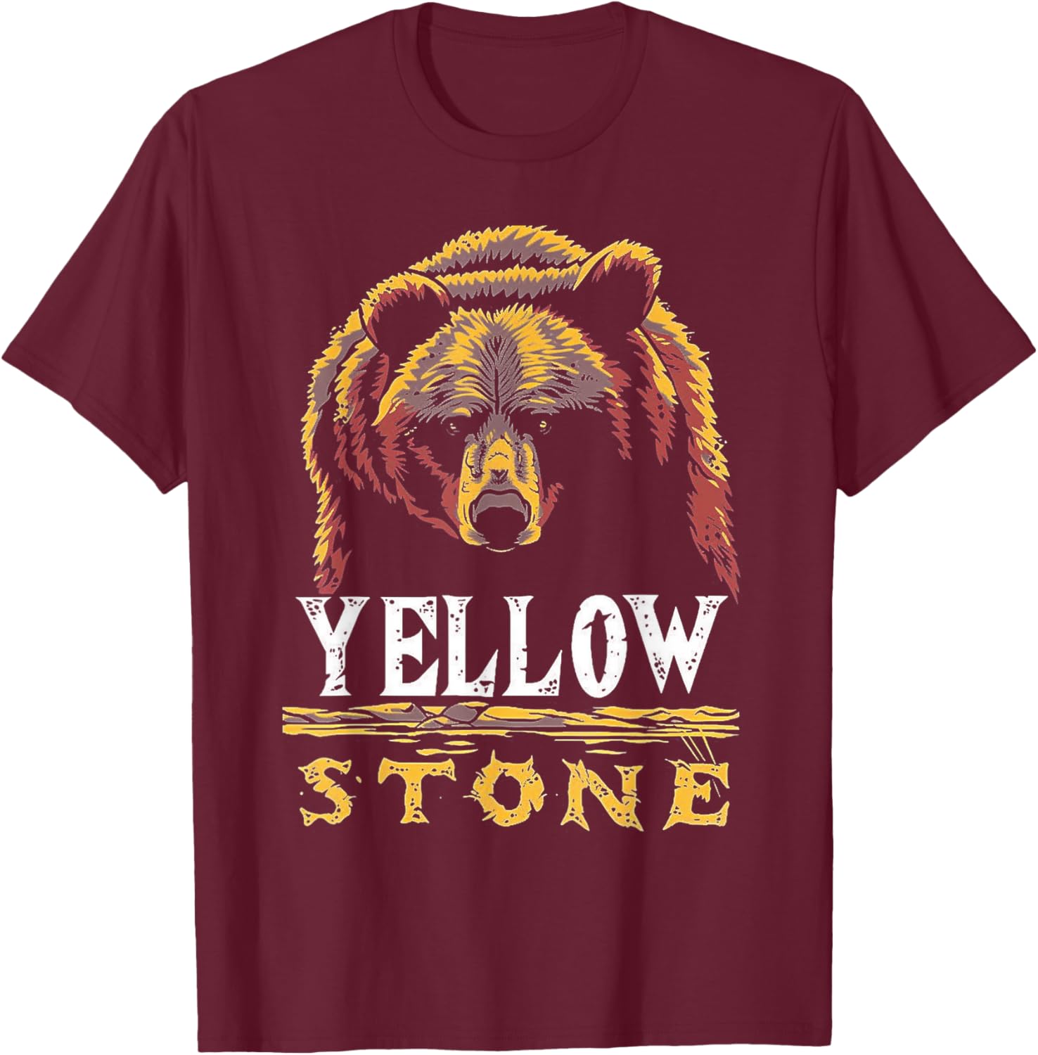 Yellowstone - US National Park Vintage Men Women Kids Retro T-Shirt - T-Shirt | Maroon