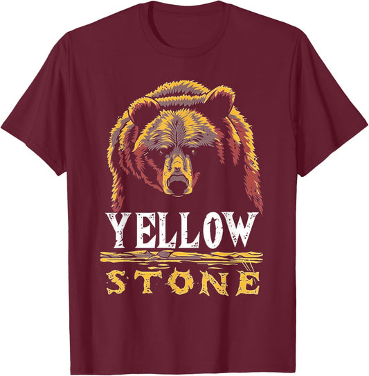 Yellowstone - US National Park Vintage Men Women Kids Retro T-Shirt - T-Shirt | Maroon