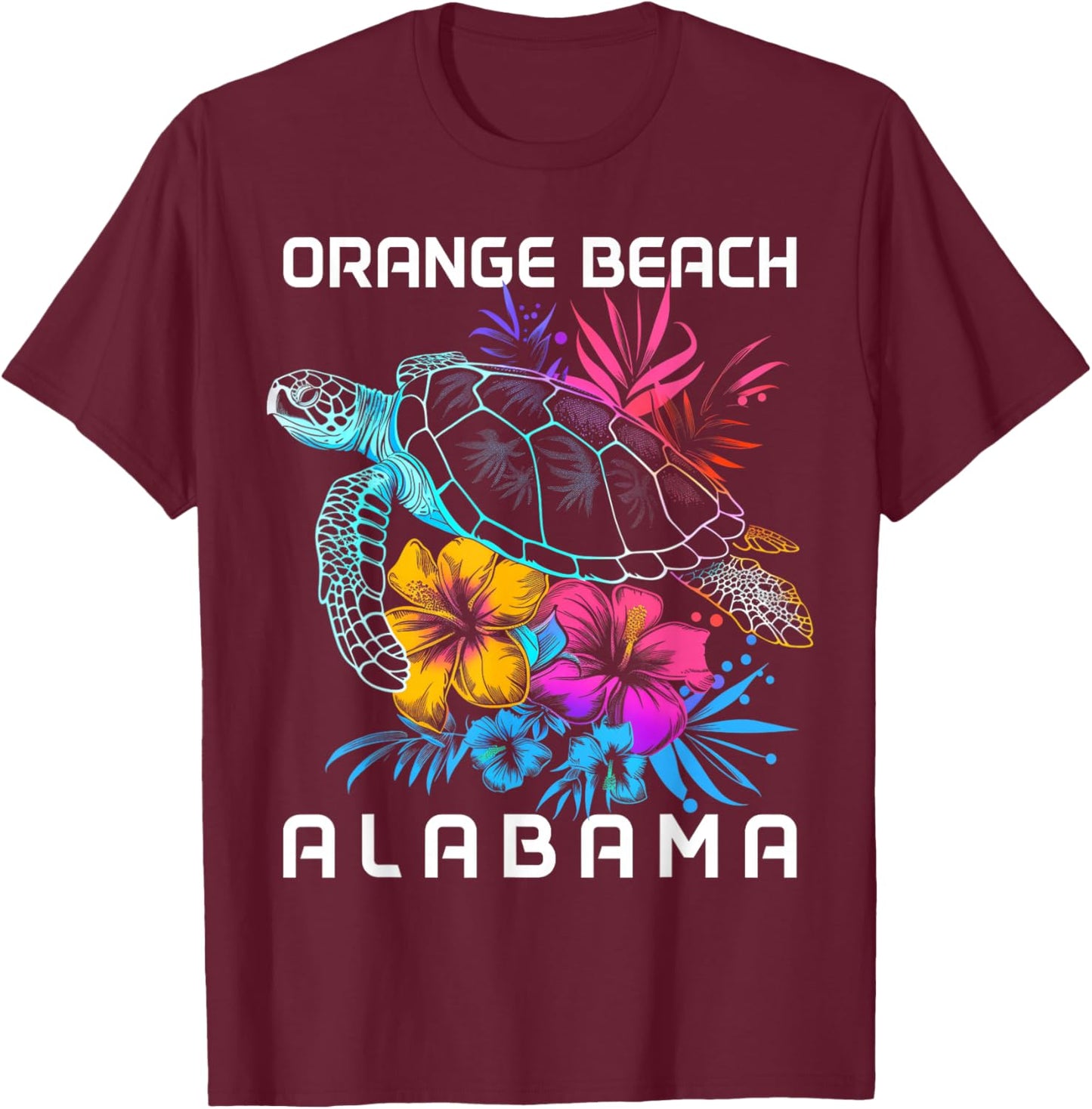 Orange Beach Alabama Sea Turtle Surf Surfer T-Shirt - T-Shirt | Maroon