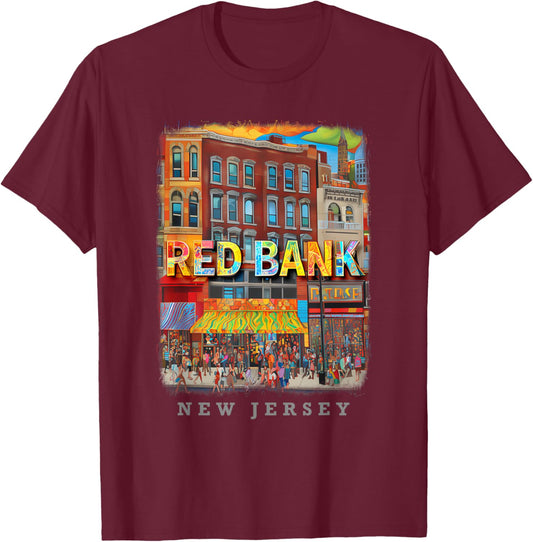 Red Bank New Jersey NJ Music and Art Scene SD503 T-Shirt - T-Shirt | Maroon