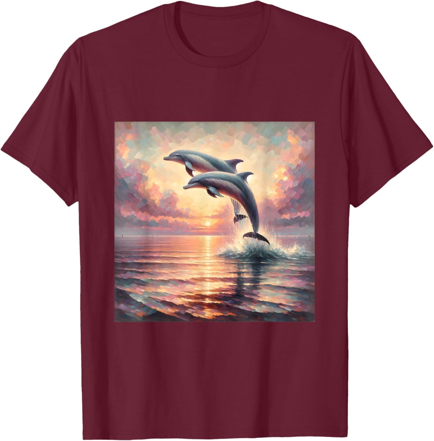 Dophin Shirt Women Kids Ocean Lover Sea Marine Life T-Shirt - T-Shirt | Maroon