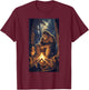 Bigfoot Campfire Woodland Sasquatch Wildlife art T-Shirt - T-Shirt | Maroon