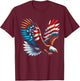 Bald Eagle & Patriotic American Flag 4th Of July T-Shirt - T-Shirt | Maroon
