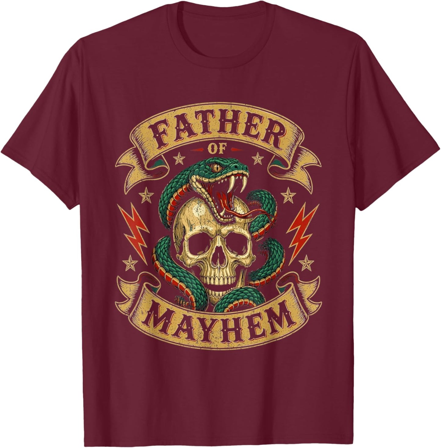 Father of Mayhem Men Dad Funny Father's Day Matching Family T-Shirt - T-Shirt | Maroon
