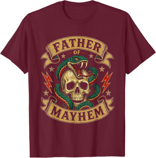 Father of Mayhem Men Dad Funny Father's Day Matching Family T-Shirt - T-Shirt | Maroon