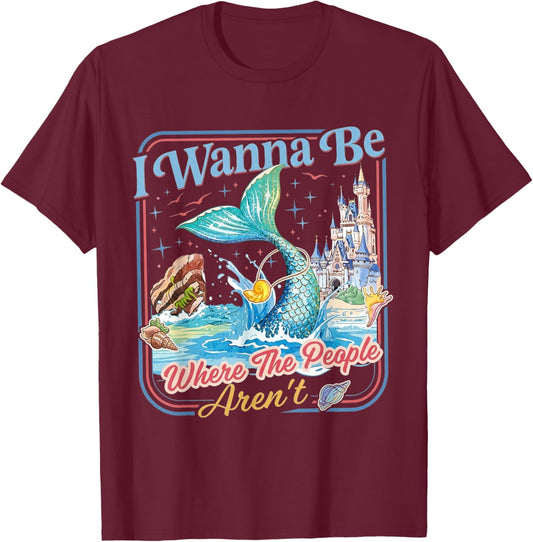 I Wanna Be Where The People aren't Funny Anti Social Mermaid T-Shirt - T-Shirt | Maroon
