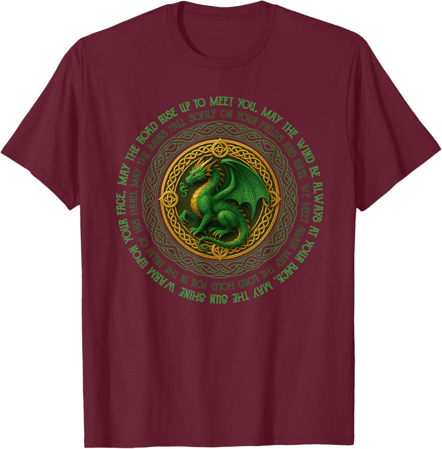 Vintage Celtic Knot Irish Dragon St. Patrick's Day Men Women T-Shirt - T-Shirt | Maroon