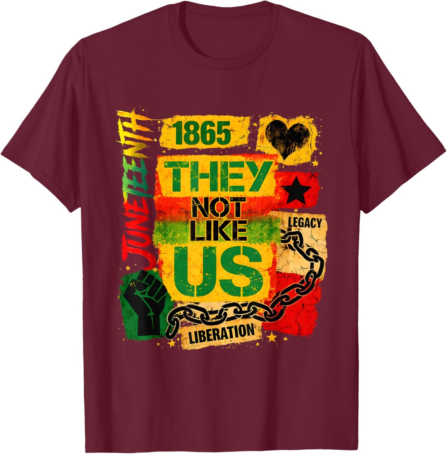 Juneteenth They Don't Like Us Black African Freedom 1865 T-Shirt - T-Shirt | Maroon
