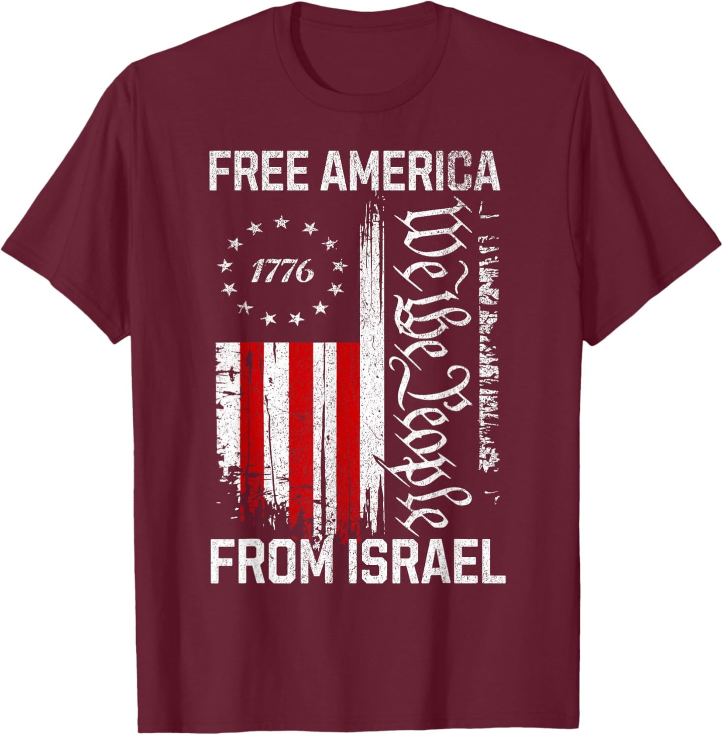 Free America from Israel T-Shirt - T-Shirt | Maroon