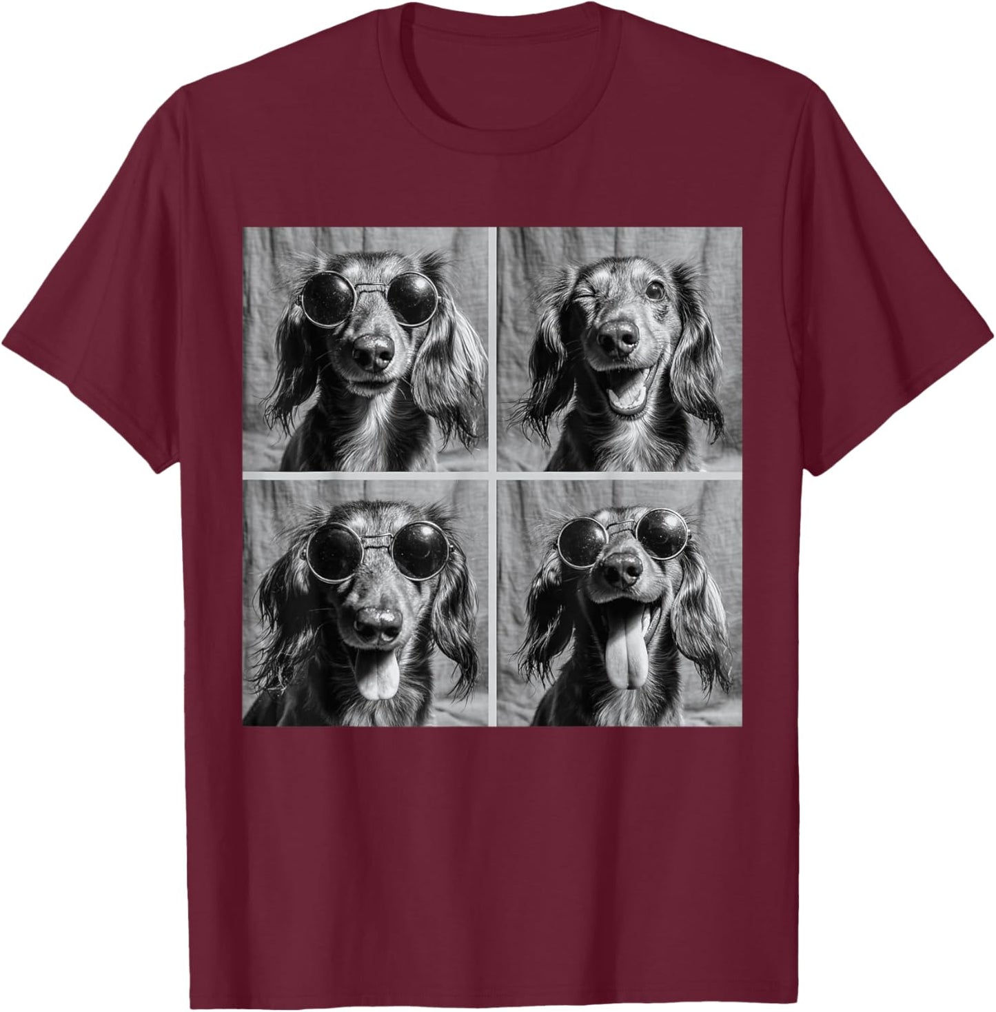 Funny Dachshund Sunglasses T-Shirt - T-Shirt | Maroon