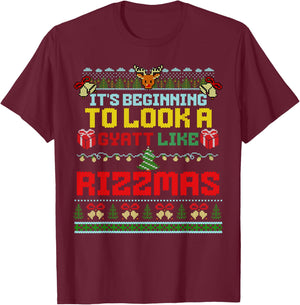 It's Beginning To Look A Gyatt Like Rizzmas Brainrot Xmas T-Shirt - T-Shirt | Maroon