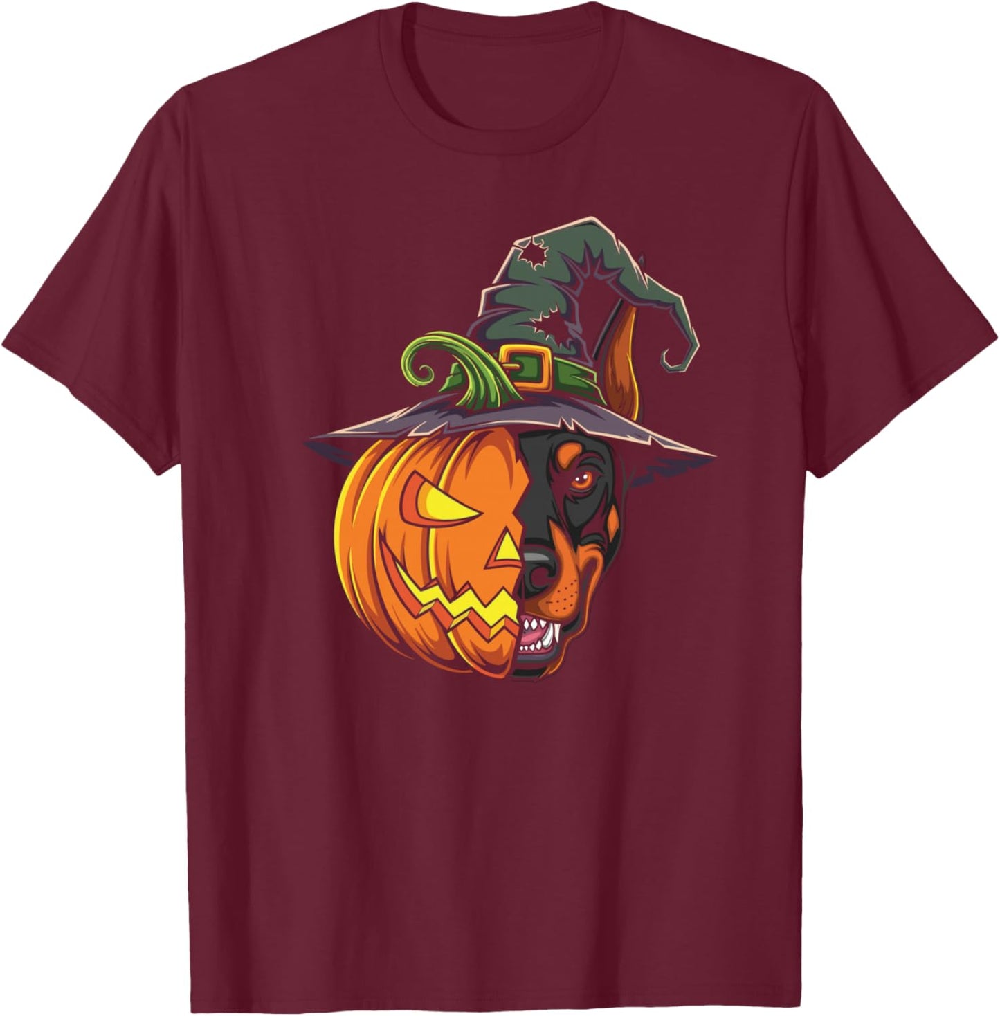 Doberman Pinscher Jack O Lantern Halloween Kids T-Shirt - T-Shirt | Maroon
