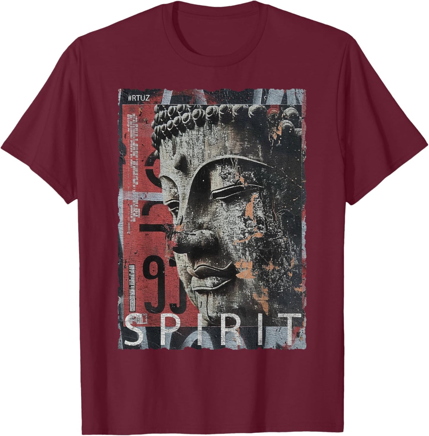 Hip Hop Y2K Vintage Hipster Retro Edgy Streetwear Buddha T-Shirt - T-Shirt | Maroon