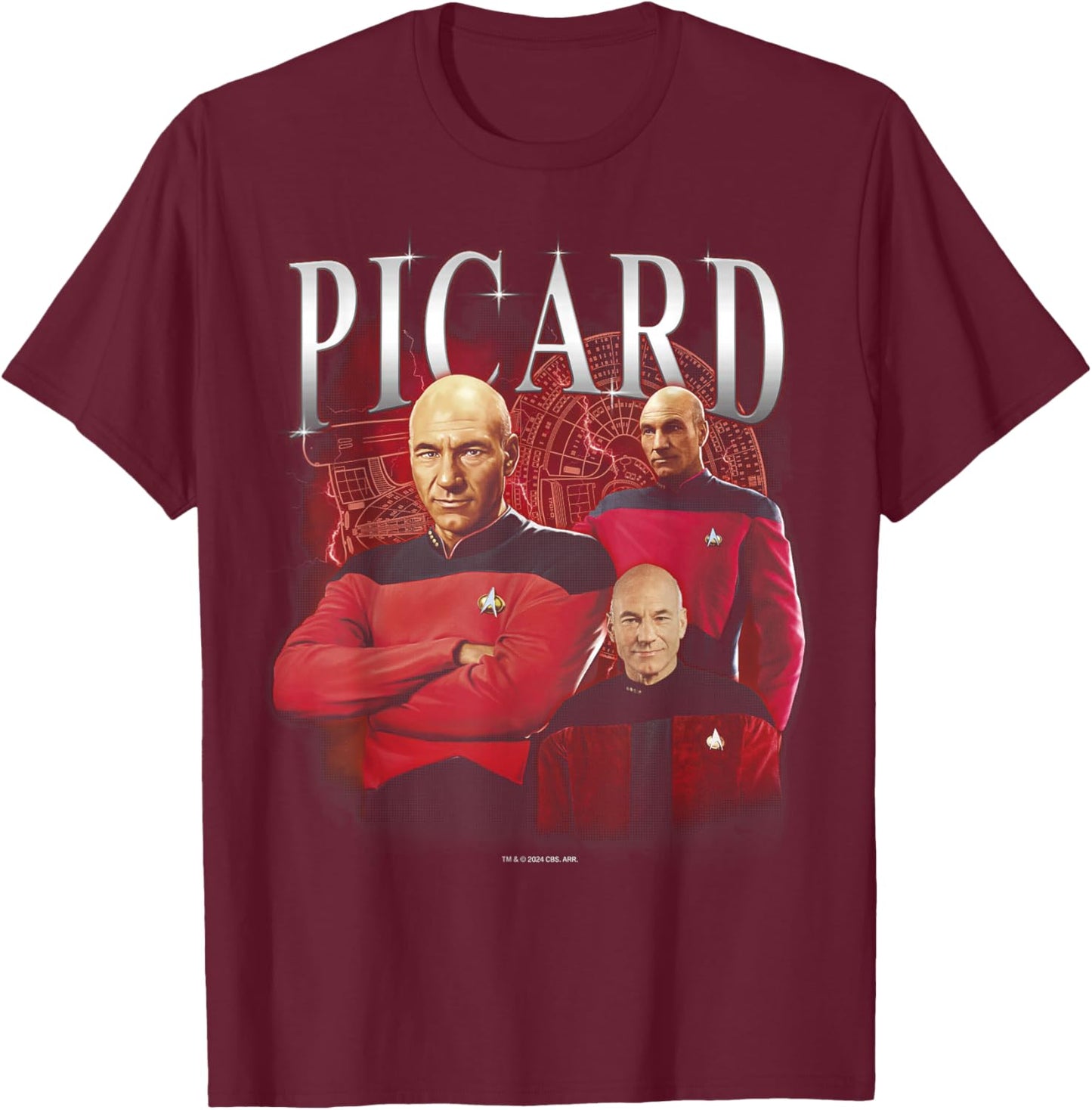 Star Trek: The Next Generation Captain Picard T-Shirt - T-Shirt | Maroon