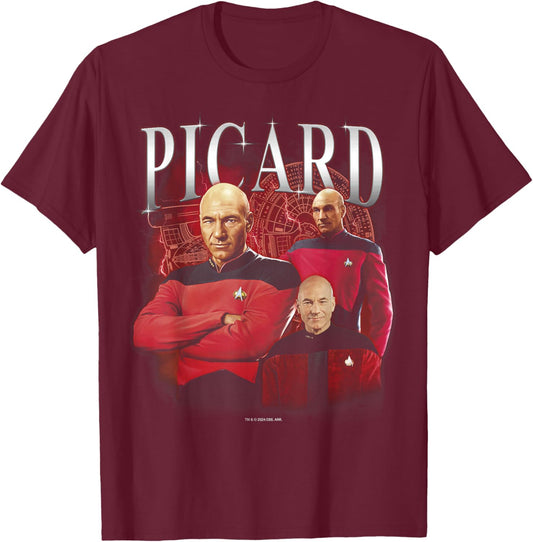 Star Trek: The Next Generation Captain Picard T-Shirt - T-Shirt | Maroon