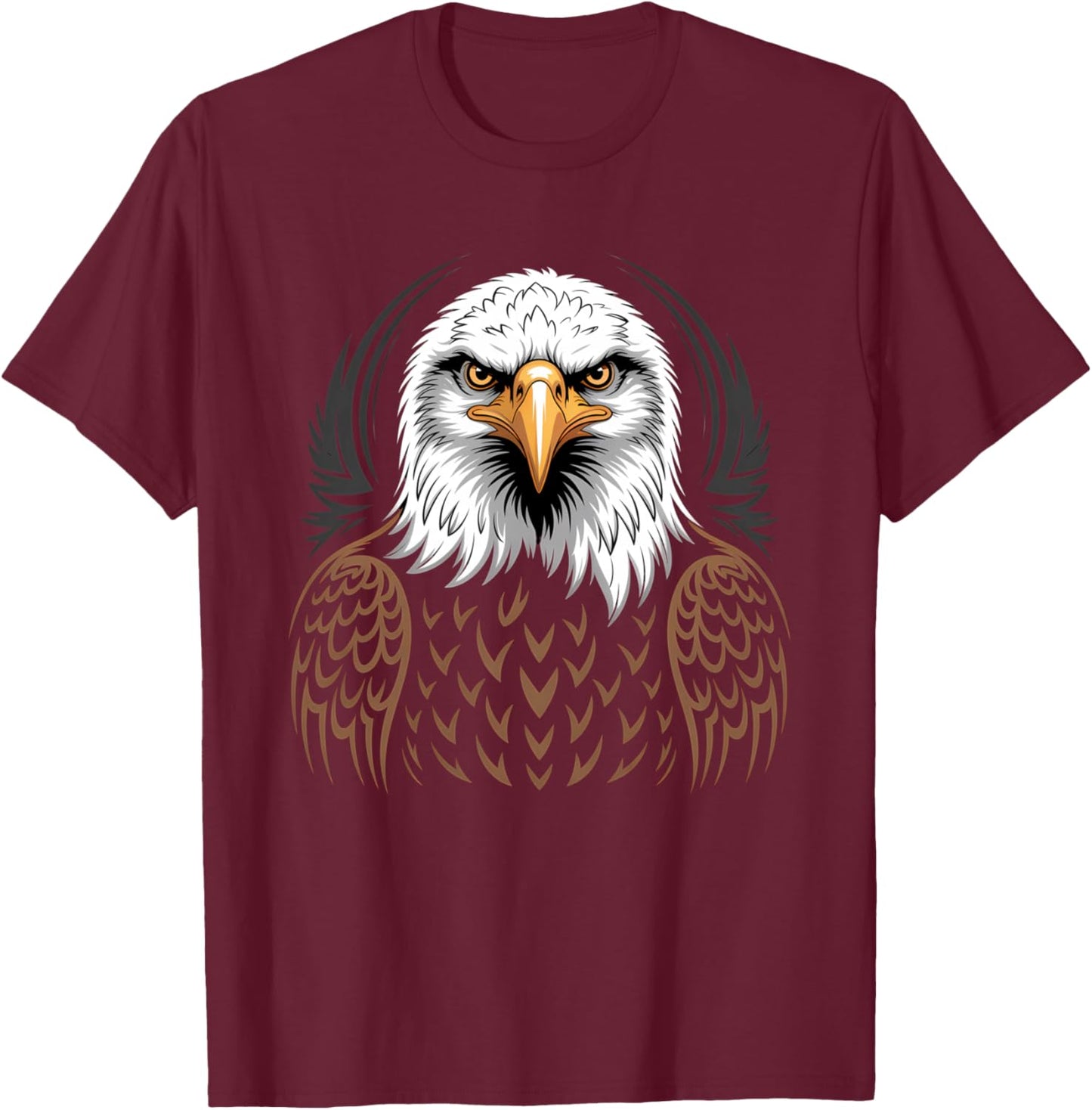 Eagle Lover Portrait Artwork Wildlife Forest Animal Art T-Shirt - T-Shirt | Maroon