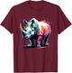 Rhino Poster Style Colorful Paint Splatter Art Graphic T-Shirt - T-Shirt | Maroon
