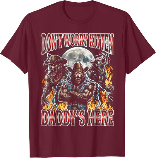 Ne t'inquiète Pas, Le Papa du Chaton est là T-Shirt - T-Shirt | Maroon